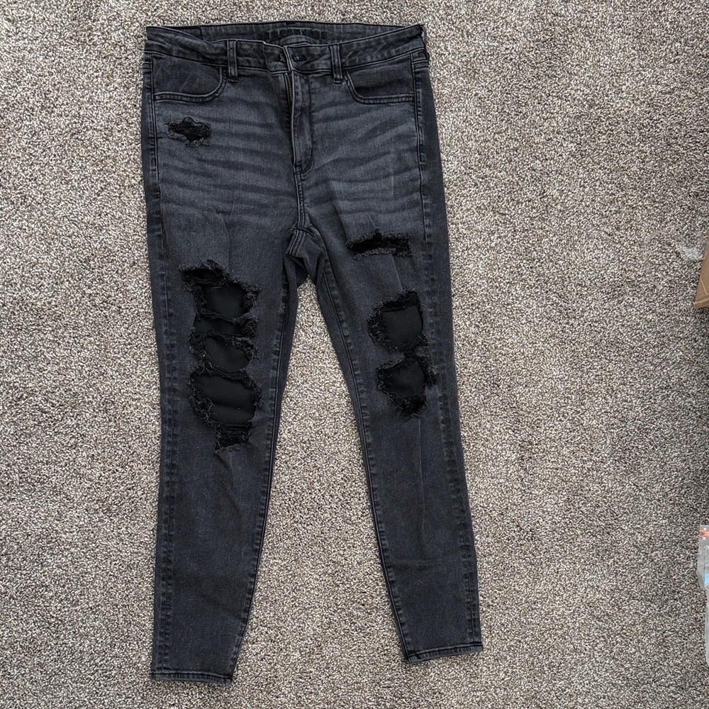 American Eagle Outfitters Black Distressed Skinny Jeans